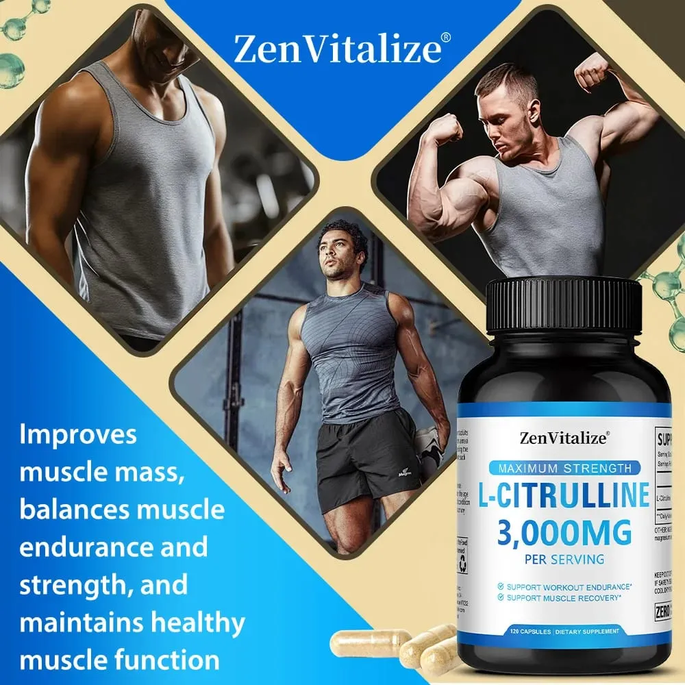 L Citrulline 3000mg Supplement Capsules for Men & Women - Muscle Recovery & Workout Endurance - Vegan Non-GMO