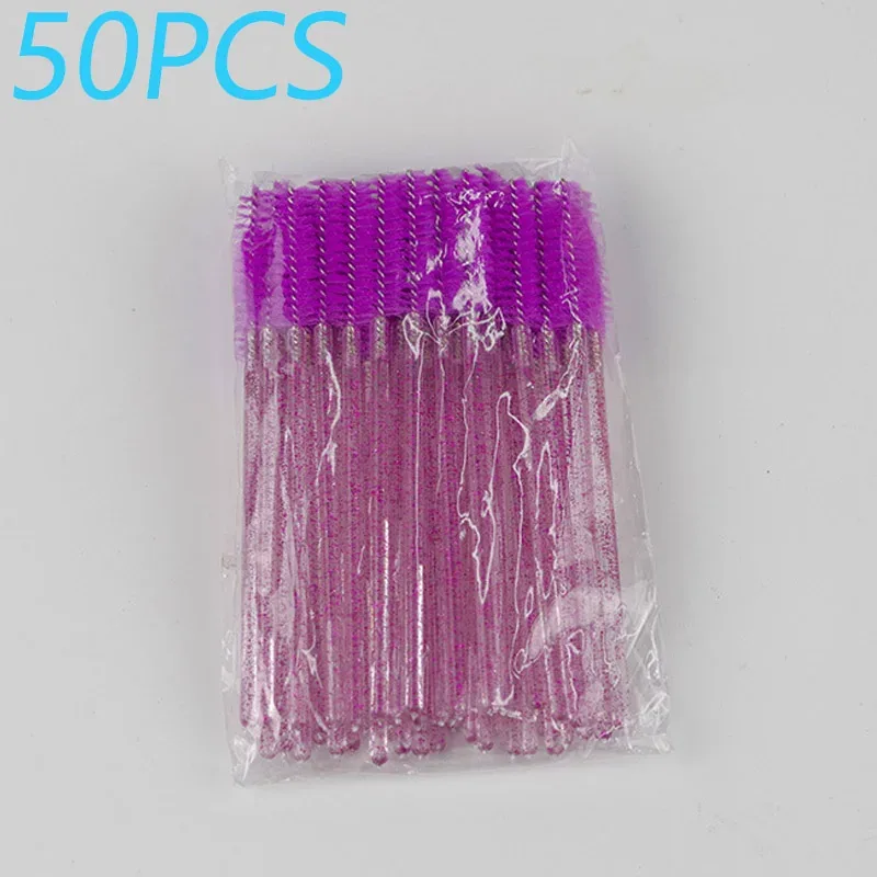 50pcs Crystal Rod Disposable Eyelash Brushes Eyelash Comb Eyebrow Comb Eyelash Curl Spiral Multi purpose Portable Makeup Brush