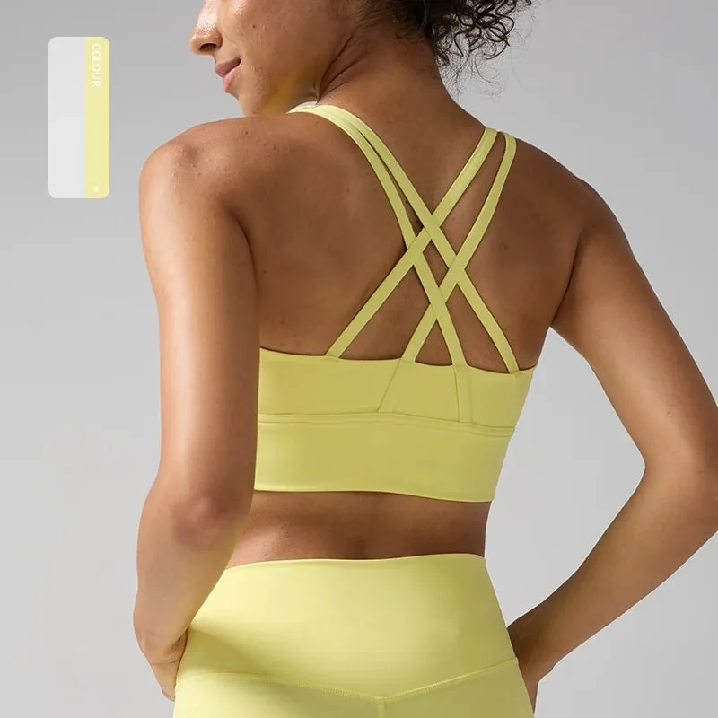 Solid Color Women Women Fitness Yoga Bras Race Back Sports Bras Nylon Top Women Bra Sexy Breathable Underwear For Women Gym