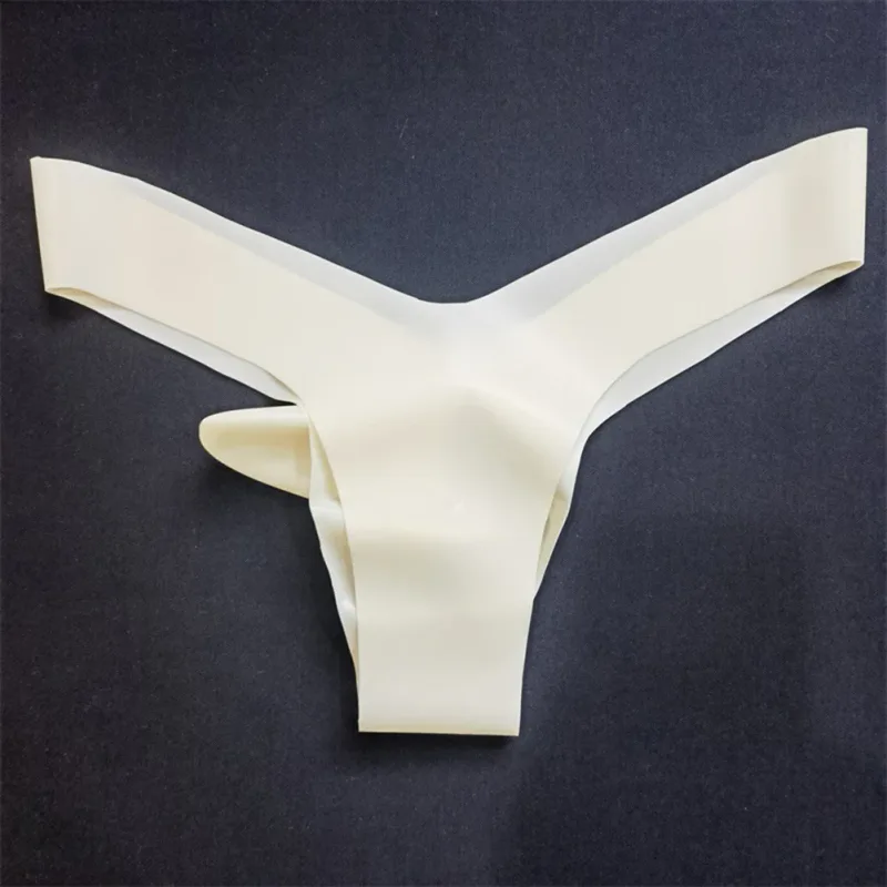 Mens Latex Foam Soft G-strings Sexy Lingerie Underwear Rubber Elephant Nose Pouch Thongs Man Sheer Exotic Panties