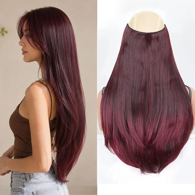 20Inch Synthetic Layered Clip In Hair Extensions Long Straight High Temp Fiber Hair Extension for Women Increase Hair Volume