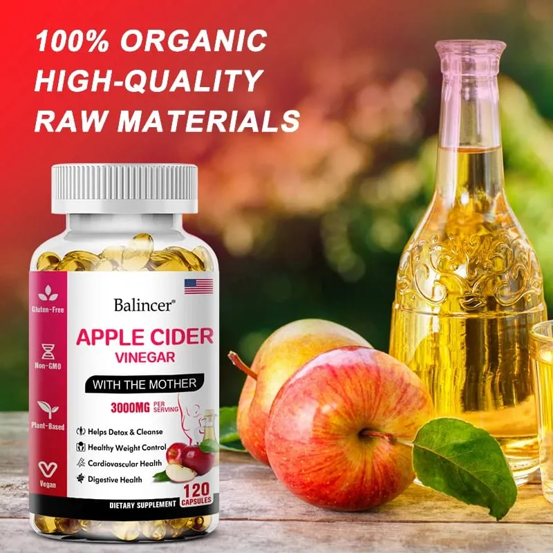 Balincer Apple Cider Vinegar Capsules Pagsusunog ng Taba ng Appetite Suppressant Malusog na Pagbabawas ng Timbang Cleanse Vitamin Supplement