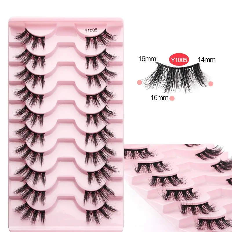 Half Eye Lashes Cat Eye Lashes 3/5/10 Pairs False Eyelashes Fluffy Soft Natural Look Clear Band 3D Mink Lashes Extension Makeup