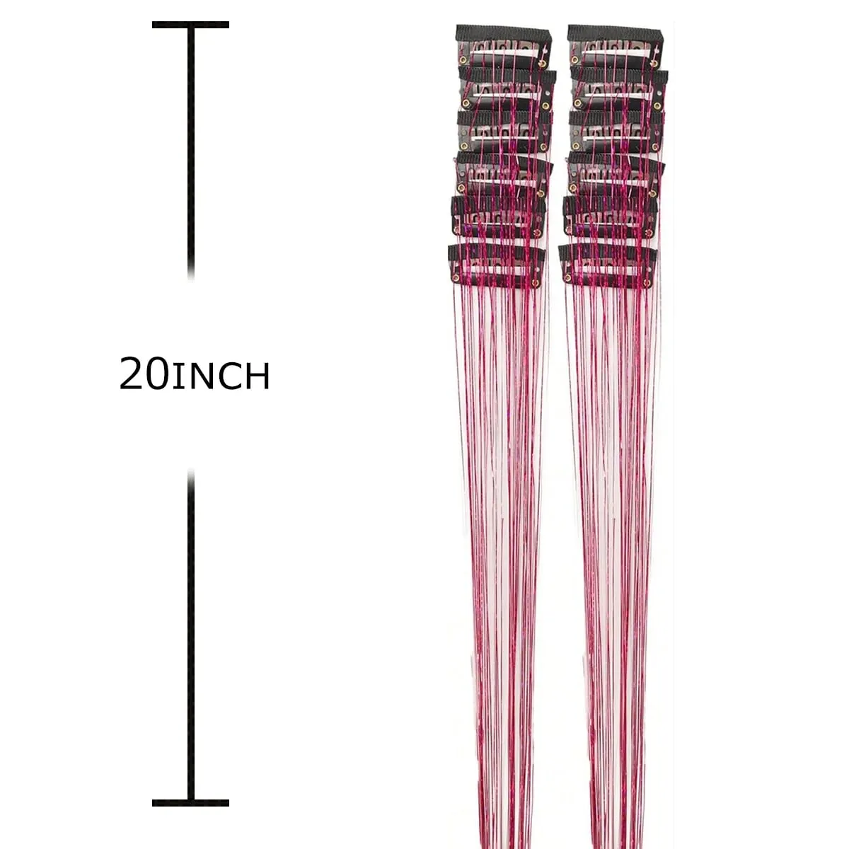 12Pcs Synthetic Hair Tinsel Clip in 20Inch Glitter Tinsel Hair Clip in Hair Tinsel Kit Heat Resistant Shiny Sparkle Fairy Hair