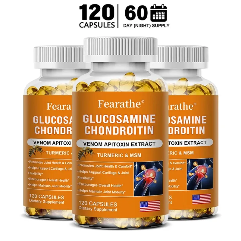 Glucosamine Chondroitin Bee Venom Turmeric & MSM - Bones Joint Antioxidant Digestive Support Non-GMO