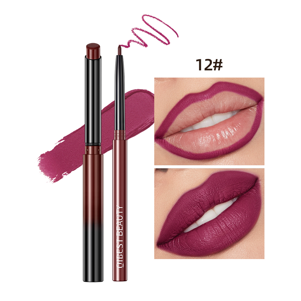 Set Pena Lipliner Lipstik 2 Buah Kosmetik Kontur Pensil Lip Liner Beludru Matte Kosmetik Tahan Lama Stik Bibir Merah Seksi