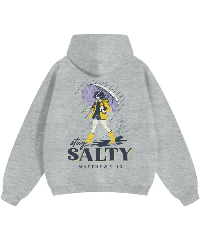 Stay Salty Manga Printed Hoodies Harajuku Christianity Matthew 5:13 Streetwear Fall Fleece Hooded Pullover Men Women Clothing