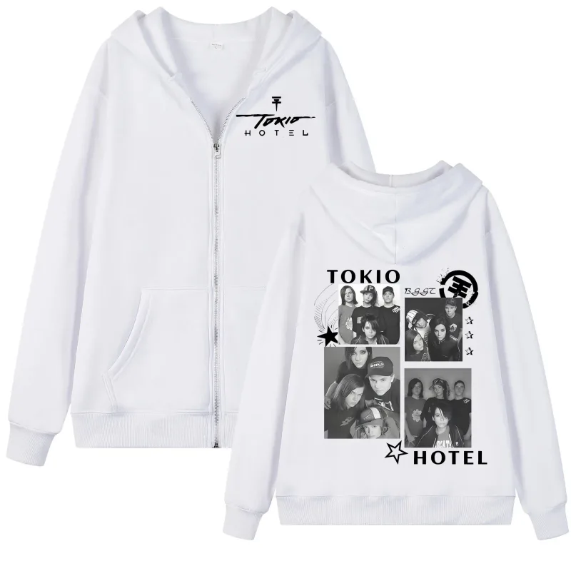 Tokio Hotel Arena Tour 2026 Graphic Zipper Hoodie Rock Fashion Vintage Zip Up Pullovers Men Women Casual Long Sleeve Sweatshirts