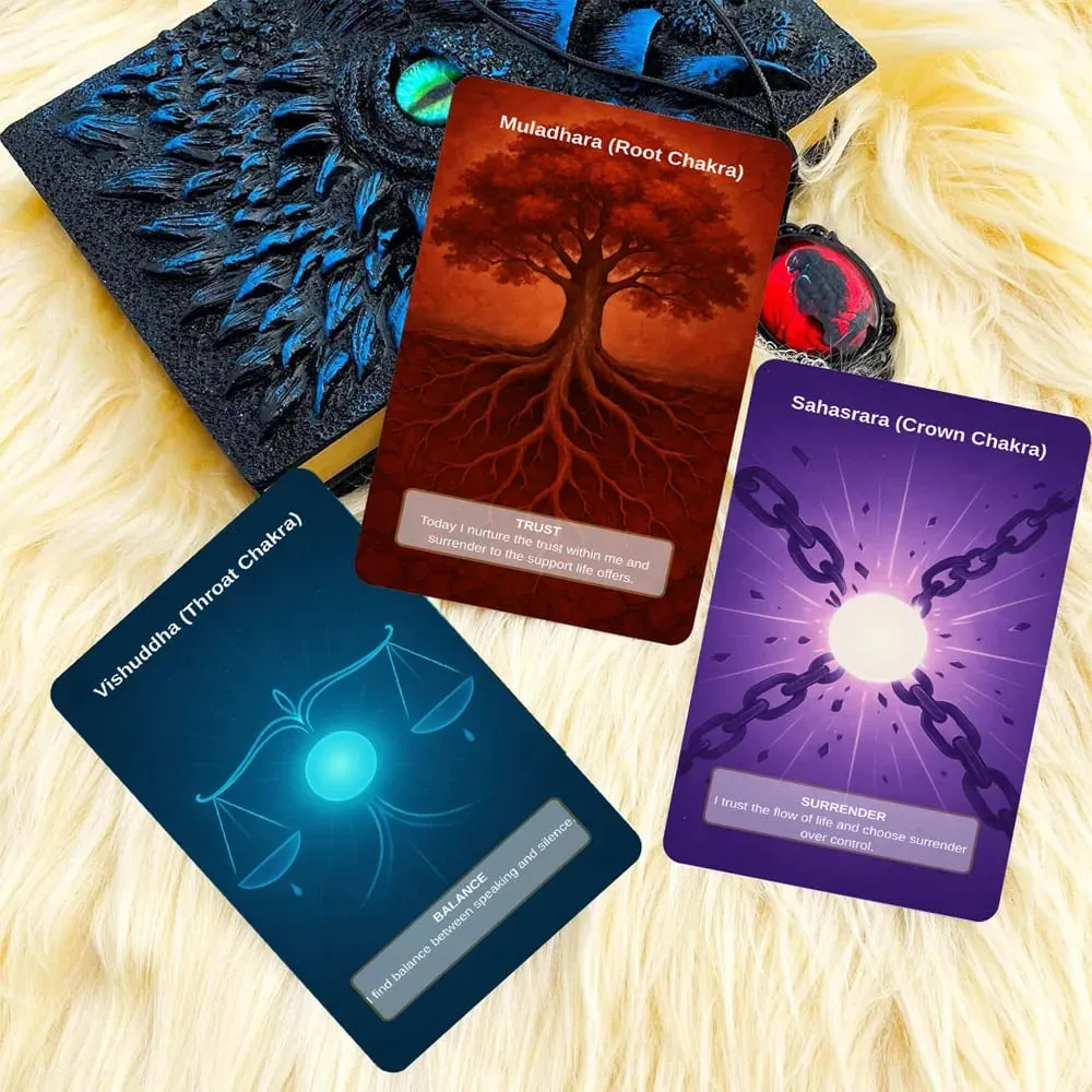 50 Card Deck Includes 1 Instructional Cards Chakra Intention Oracle Self-Connection & Energy Adjustment Practices — image 3