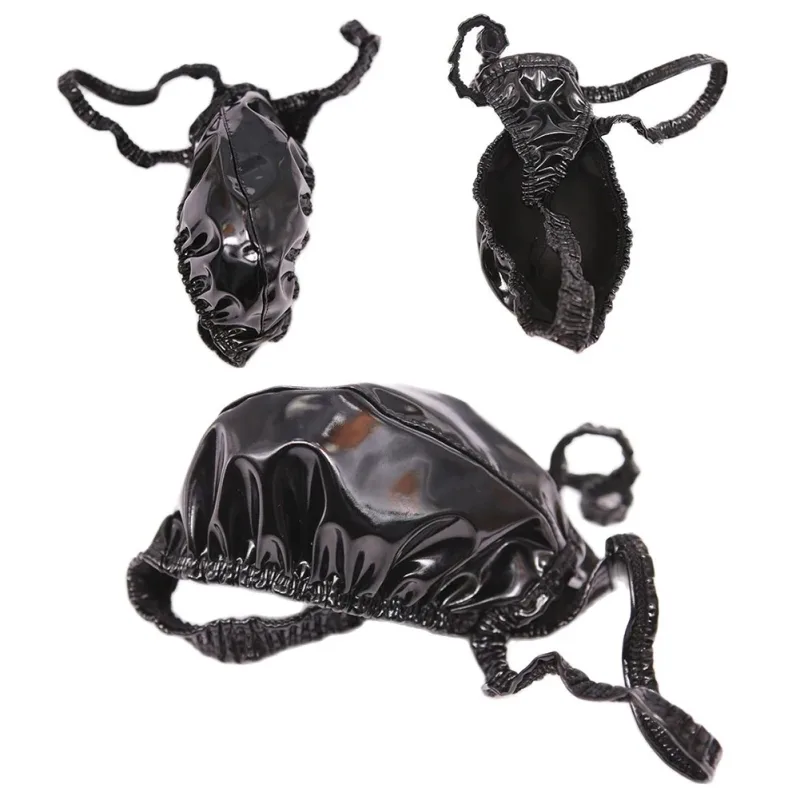 Sexiga män PVC glänsande U konvex pouchtrosor Lågväxt G-string Latexolja Glossig Sexig stringtrosa Carapace U Bulge Underkläder