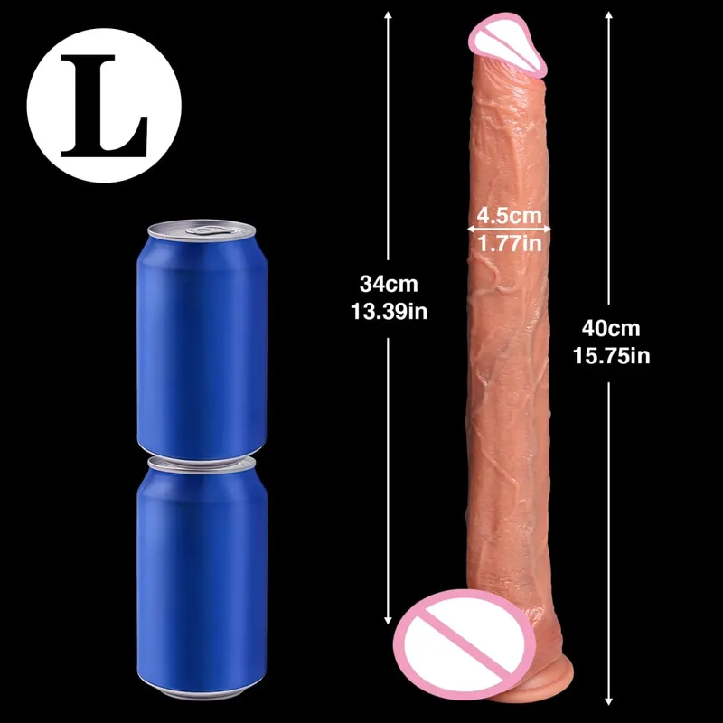 40CM Long Dildo Realistic Snake Shape Single Layer Silicone Big Penis Soft Anal Sex Toy Suction Cup Dick for Women G-spot Orgas