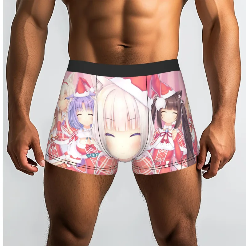 Anime N-Nekopara Chocola Vanilla Underwear Men Printed Game Boxer Briefs Shorts Panties Soft Underpants