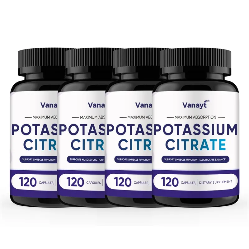 Potassium Citrate - Maintain Electrolyte Balance Support Muscle Bone Blood Vessel and Heart Health - 120 Capsules