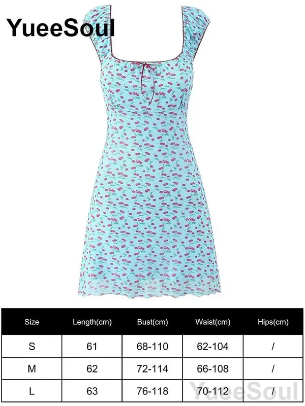 Blue Printed Mini Dress 2026 Summer New Elegant Party Birthday Evening Dresses Y2K Sweet Cute High Street Casual Women Dress