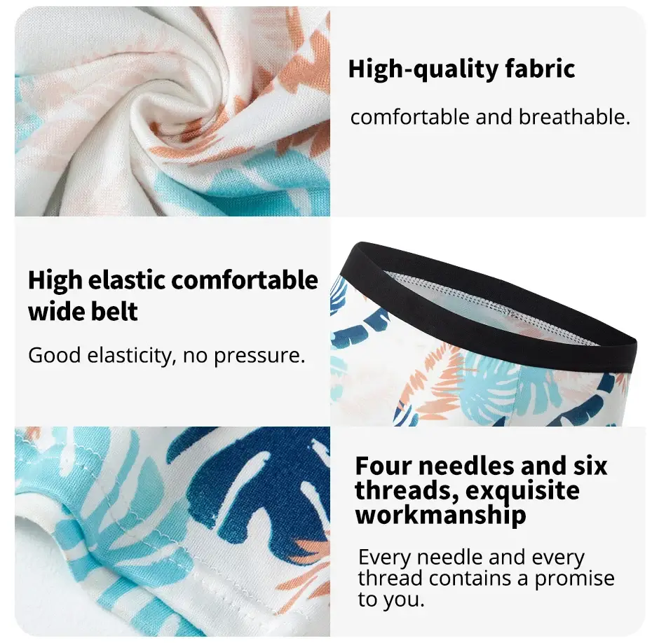 Cueca boxer masculina elegante e charmosa de 4 peças, confortável e respirável, boxers de virilha para adolescentes, roupa íntima plus size. 3256807037417234 — image 2