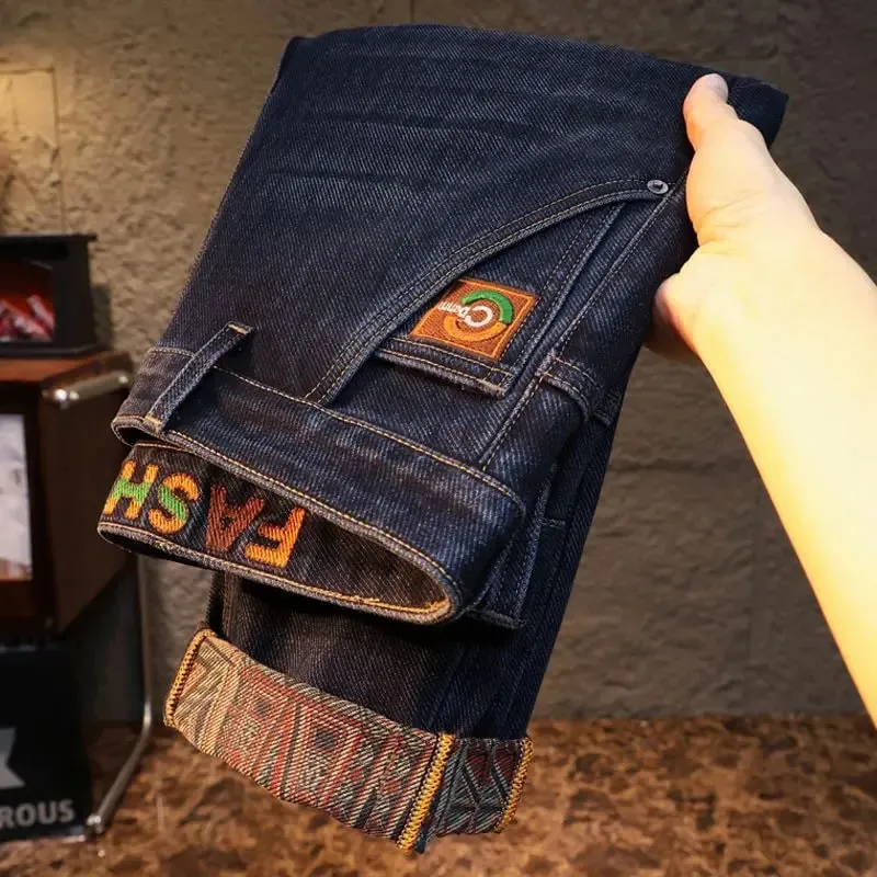 New Men's Slim Fit Jeans High-quality Pants Classic Blue Gray Black Casual and Simple
