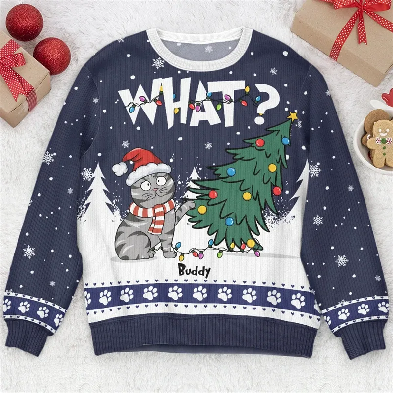 2025 Funny Cat Pattern Ugly Christmas Sweater For Men Fashion Autumn Crewneck 3D Printed Sweatshirt Loose Streetwear Pullovers