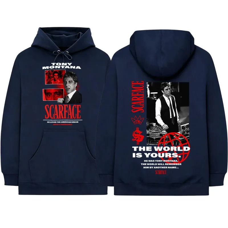 Movie Scarface The World Is Yours Tony Montana Al Pacino Hoodies Men's Women Clothing Fashion Oversized Long Sleeve Sweatshirts