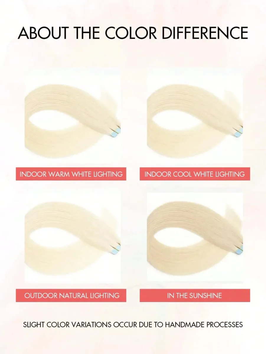 Mini Tape In Hair Extensions 12-20 Inches 10pcs/20pcs Invisible Human Hair Natural Tape In Hair Extention 60 Platinum Blonde