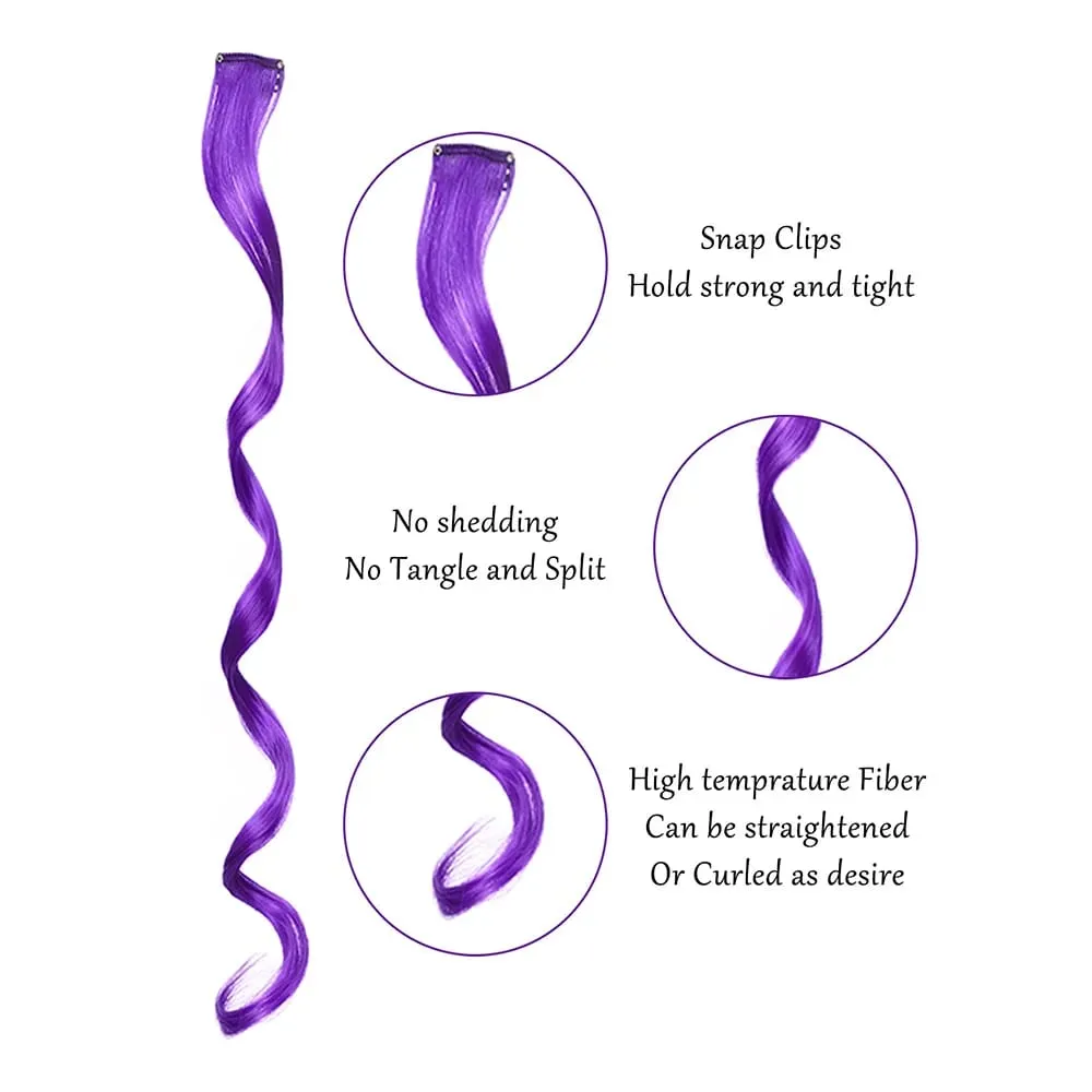 10 piece set of colored curly hair extensions clip style highlight hair patches single clip style one-piece women's dark hair