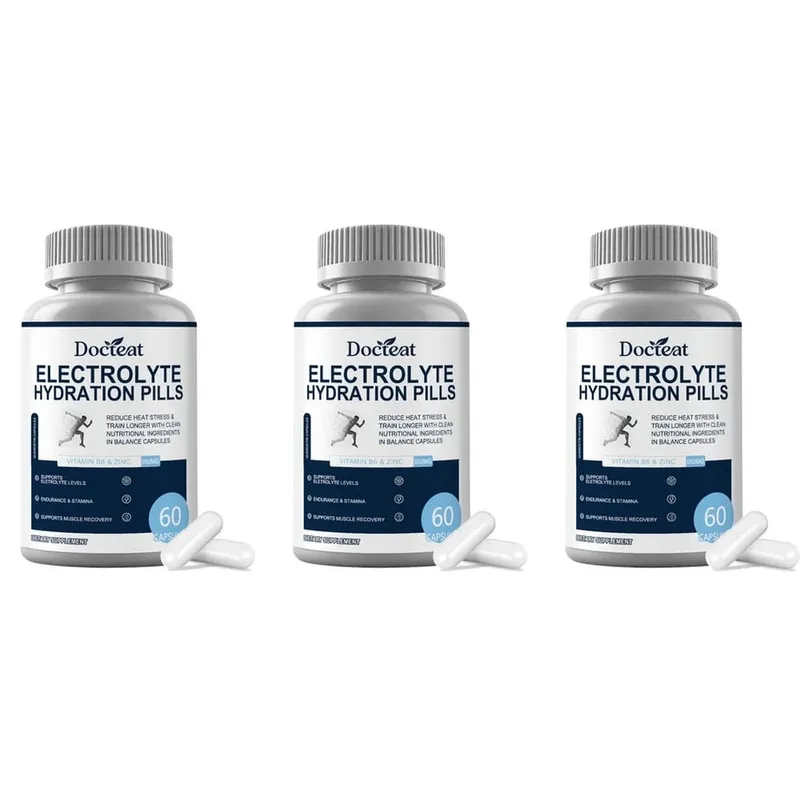 Electrolyte Hydration Capsules with Vitamin B6 & Zinc for Hydration Endurance & Muscle Recovery Support 60 Capsules