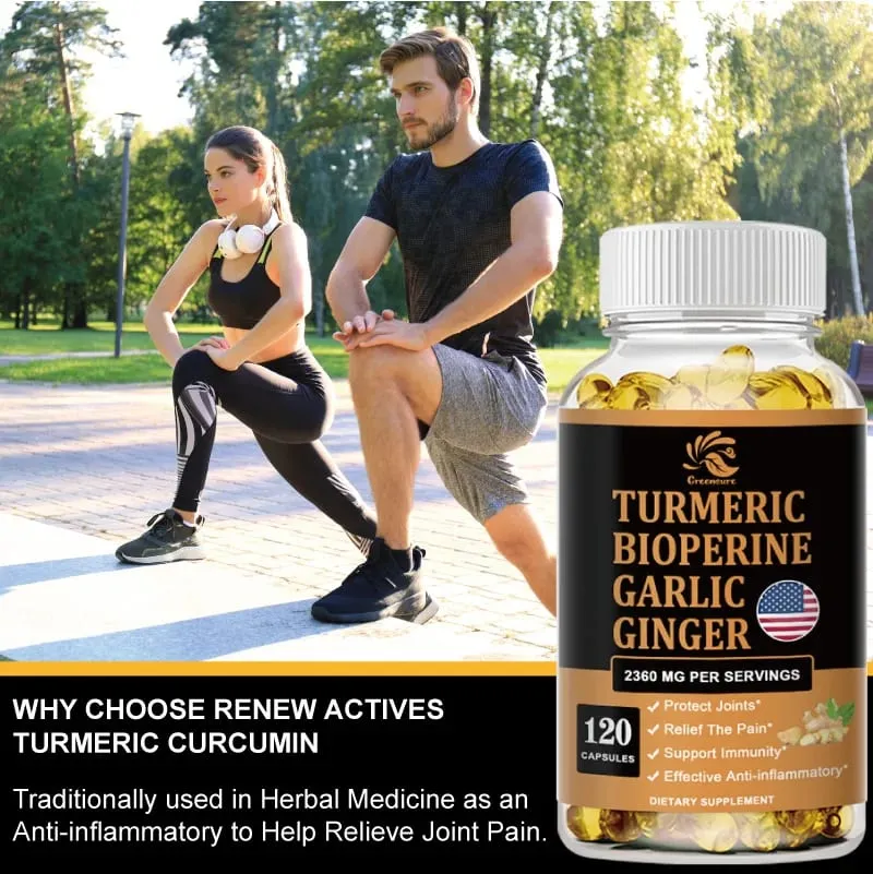 Curcumin Ginger Root Garlic Pills Συμπληρώματα μαύρου πιπεριού - για την πέψη των αρθρώσεων και την υποστήριξη του ανοσοποιητικού