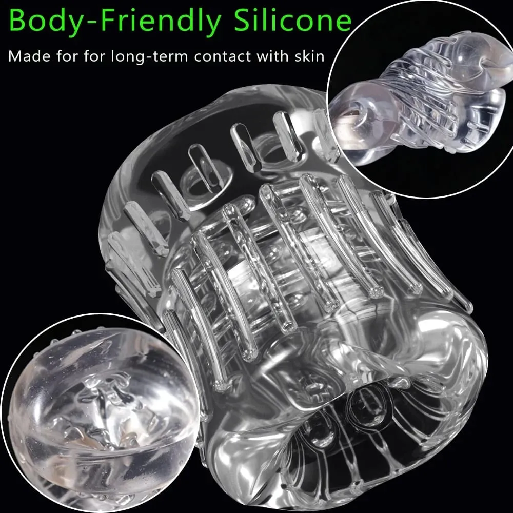 Reusable Male Masturbator Cup Male Masterburbatar Penis Sleeve Sex Toys Transparent Crystal Vagina Textured Tunnel Pocket Pussy