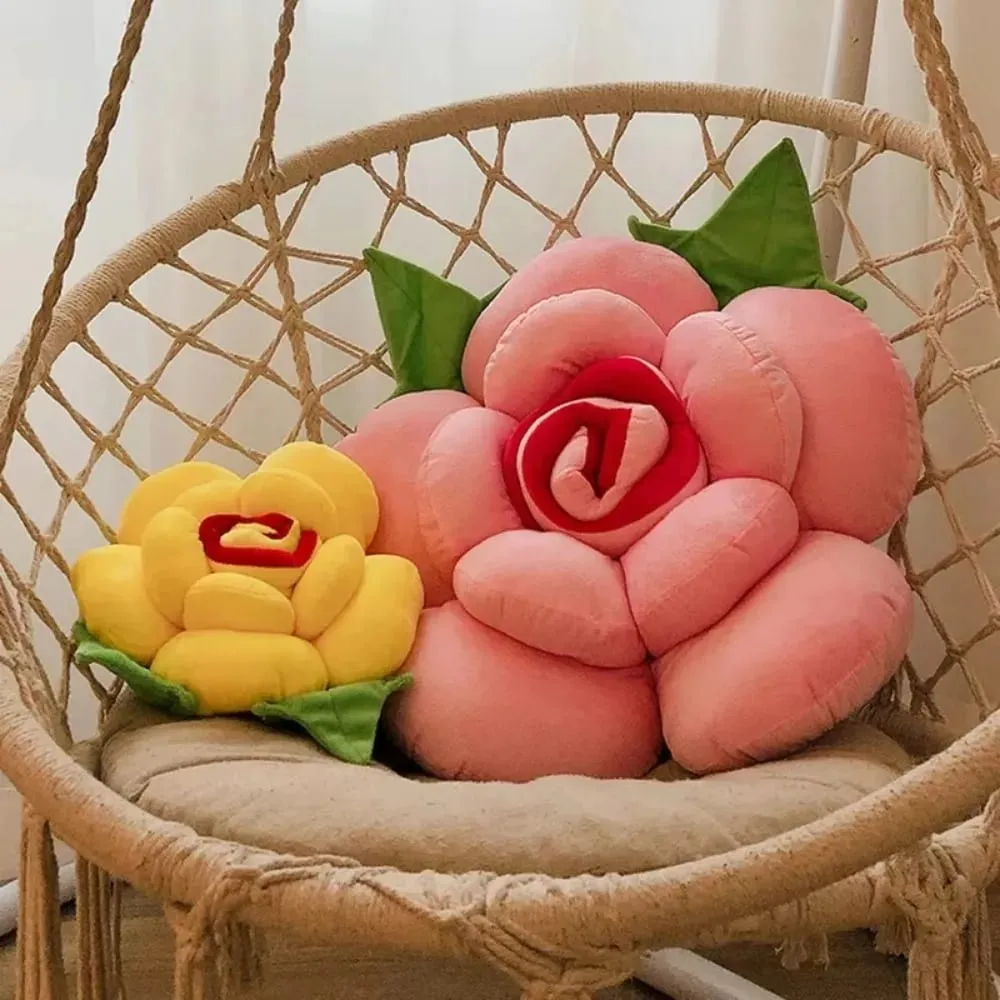 New Large Rose Shaped Pillow Simulated Plush Sofa Flower Cushion Colorful Car Interior Cushion Home Decor