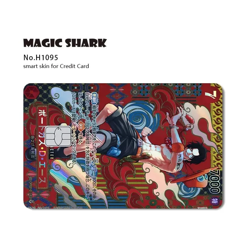 Magic Shark Luffy Nami Ace Zorro OP TCG Card Style Lazer Holographic Thin Sticker Film Skin for Debit Credit Card