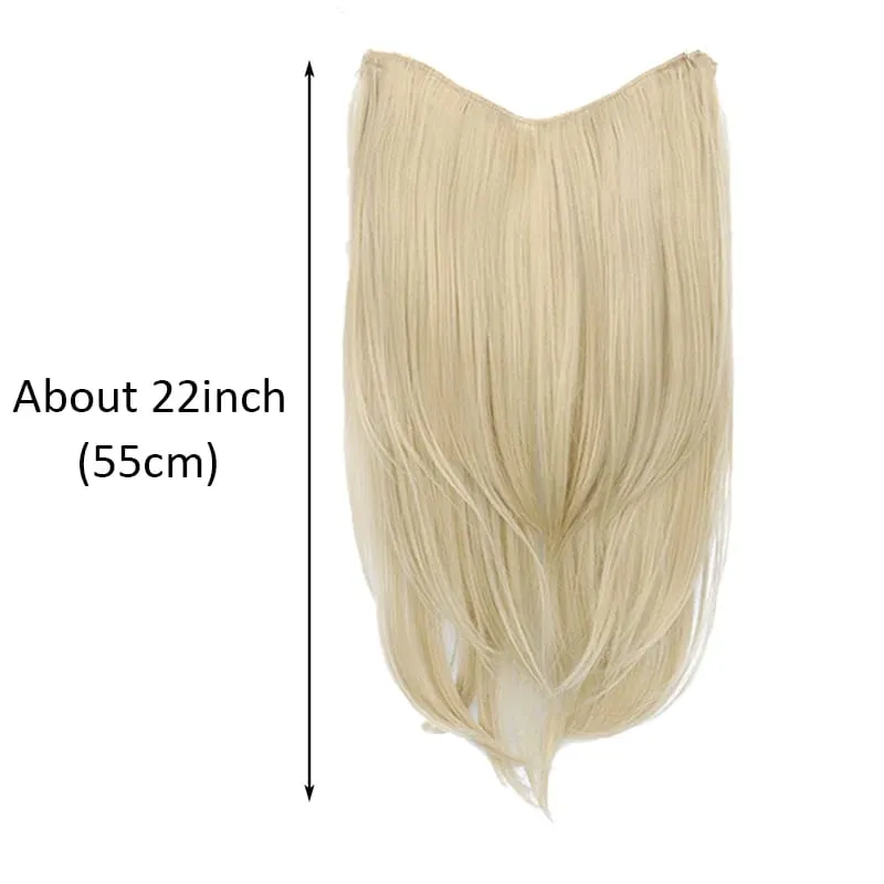 22 inch Synthetic One-Piece Hair Extensions | Inward-Curled Ends | BB Clips Easy Wear No Damage | Instant Volume & Length