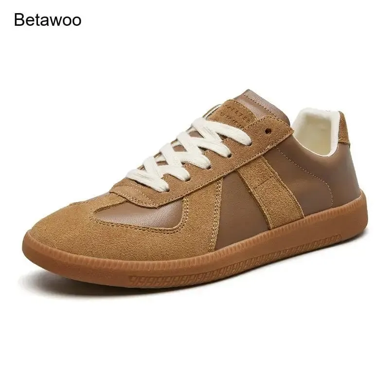 Men Retro Suede Leather Casual Sneakers Lace Up Flat Skate Shoes Comfortable Non Slip Sports Shoes for Men