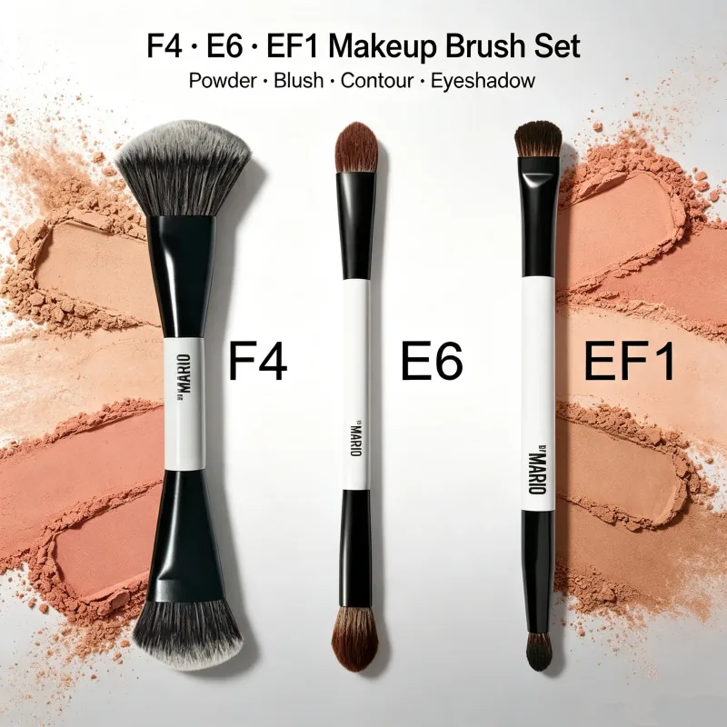 Soft Fiber Hair Cosmetic Brush Set - F1-F4 E1-E6 Series Makeup Brushes for Highlight Blush Ambient Glow - Premium Quality
