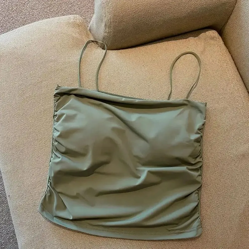 Square Collar Women's Vest with Breast Pads Free Size Beautiful Back Underwear Anti-light Fixed Cup Slim Back Slim Sling Summer