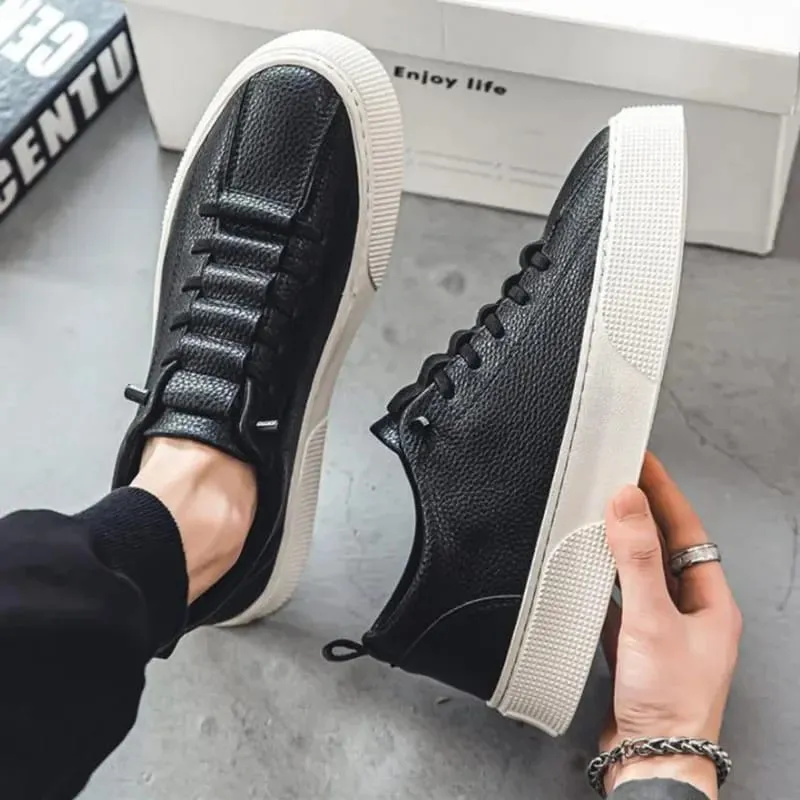 白スニーカー男性 2024 春のファッションカジュアルレースアップラウンドトゥフラットメンズランニングスポーツシューズ Zapatillas Deportivas Hombre