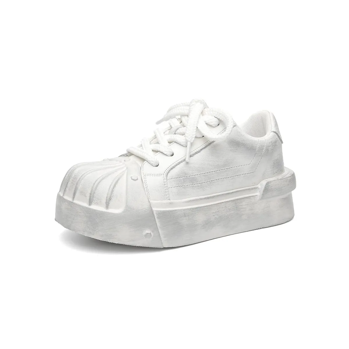 Nam Nữ Giày Thể Thao Thấp-Top Vỏ-Đầu Da PU Dày-Đế Tăng Chiều Cao Unisex Giải Trí Hợp Thời Trang Retro Giày Nam Chun huấn Luyện Viên
