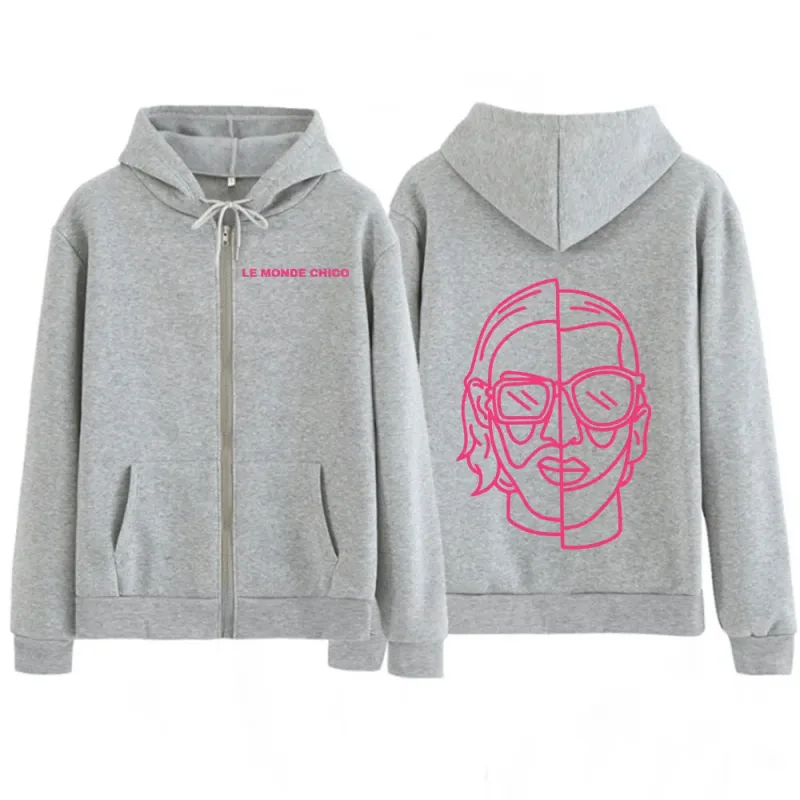 Le Monde Chico Zipper Hoodies French Rapper PNL Album Graphic Zip Up Hooded Sweatshirts Men Women Hip Hop Long Sleeve Pullovers