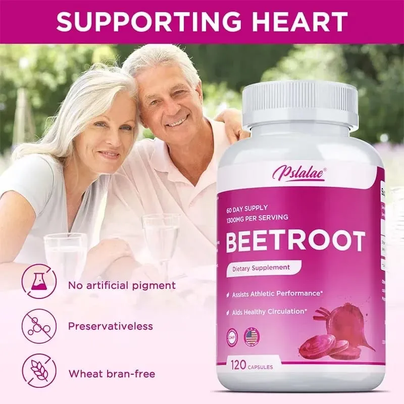 Beet Root Capsules - Promotes Heart Health Boosts Natural Energy Improves Endurance and Maintains Normal Blood Pressure