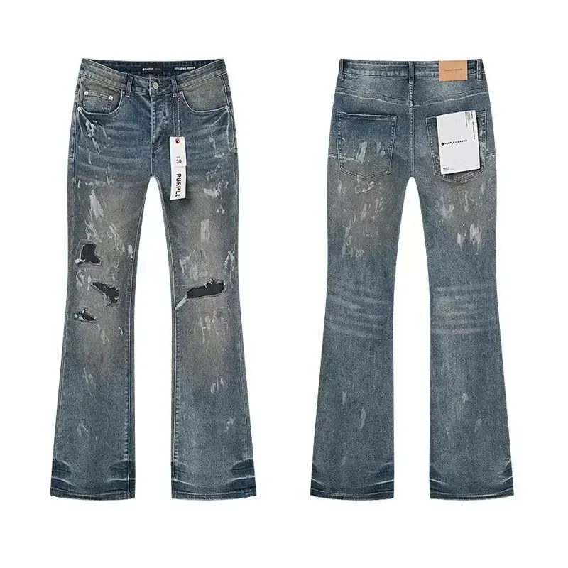2026 RTA Men's Slim Fit Jeans Collection Distressed Ripped Paint Splatter Studded Patch Vintage Washed Streetwear Fashion Pants