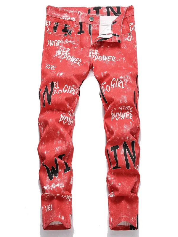 Kakan Slim Slim Fit Pie pequeño empalmado Bi-color Jeans europeos y americanos nuevos pantalones vaqueros de pierna recta K021-1266 para hombres