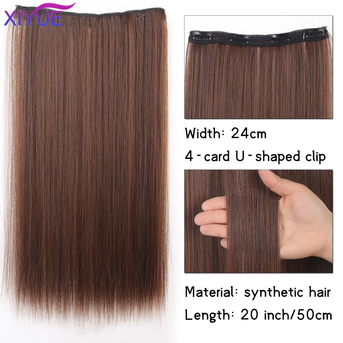 20 Zoll lange synthetische gerade Clip-in-Haarverlängerungen für Frauen – lebendige Farben, synthetische Fasern, einfach zu verwenden