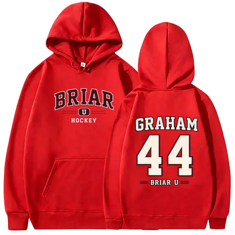 Di Luar Kampus Briar University Hockey Graham 44 Hoodie Grafis Pria Wanita Vintage Kaus Kebesaran Pria Fashion Pullover Hoodies