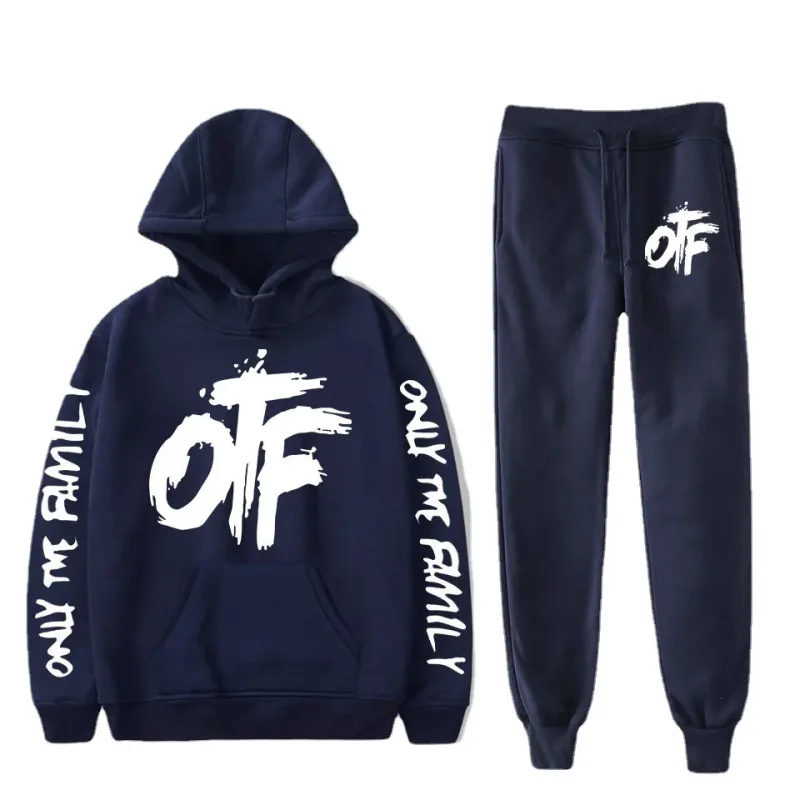 Harajuku Comfortable Funny OTF Letter Print Sweatshirt Sweatpants Suit Men/Women Hoodies+ Trousers Suit Cute 2 Piece Set Clothes