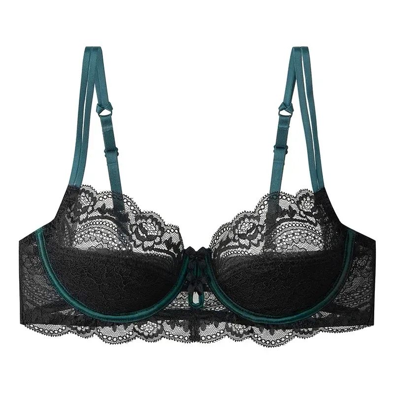 Trendy Lace Minimizer Lingerie Set DE Cup Large Bust Large Size Thin Cup Underwire Anti Sagging Comfy No Show Women Underwear
