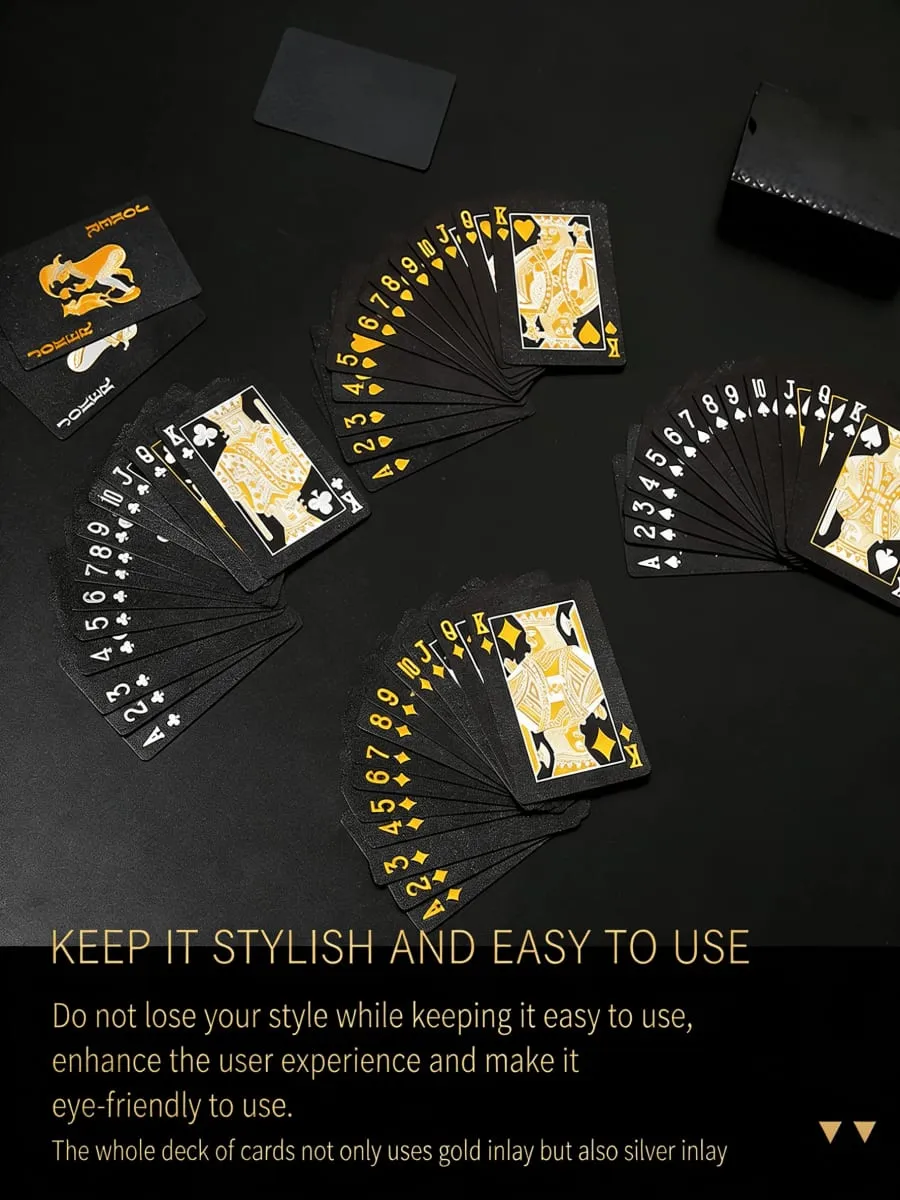 Luxury PVC Playing Cards Gold & Silver Inlaid Design Frosted Finish for Easy Shuffle Waterproof & Fold-Resistant Game Night