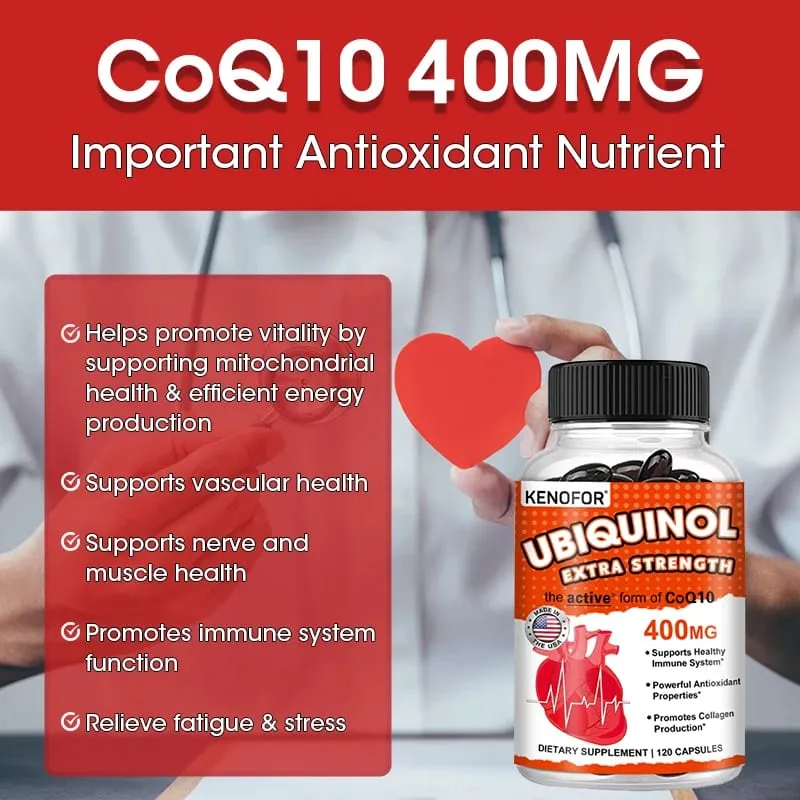 Ubiquinol CoQ10 400 mg Softgel Antioxidant - Superior Absorption Active Form Immune and Skin Support