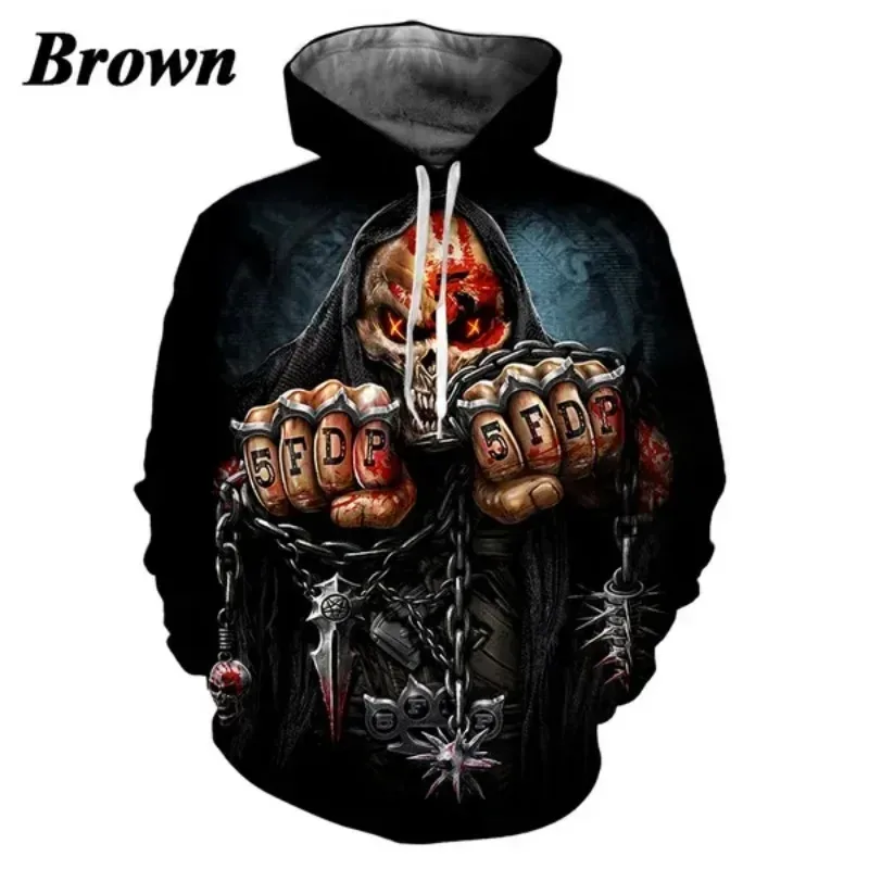 Moletom com capuz Death Punch masculino e feminino com estampa 3D casual outono e inverno hip-hop rock com capuz