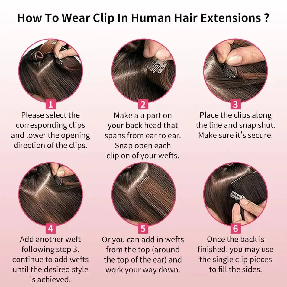 Straight PU Clip Ins Human Hair Extensions Black Brown Color 7 Pcs 110g/Set Seamless Invisible PU Weft For Women 100% Human Hair