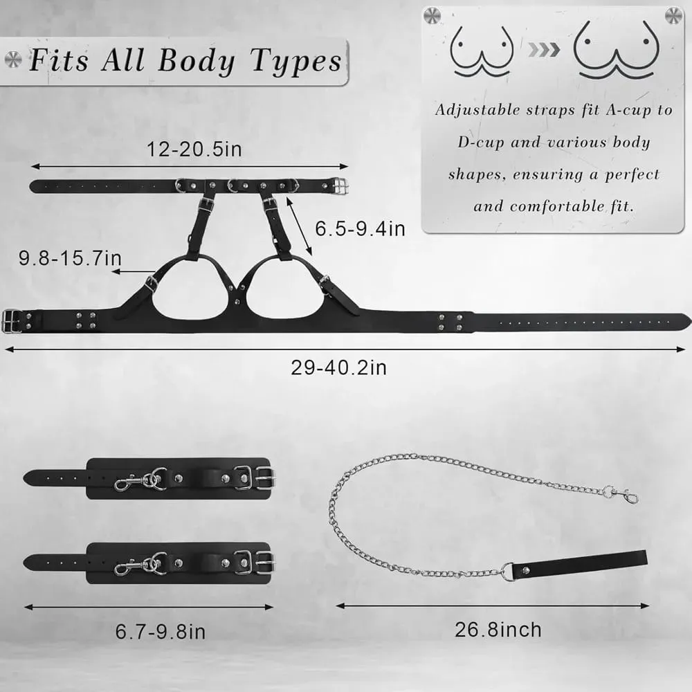 Sex Toys Women Flirting Adjustable Erotic Handcuffs Neck Ankle Bondage Harness Open BDSM Adult Slave Restraints No Vibrator