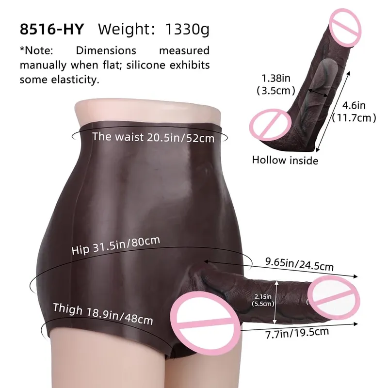 Ultra Realistic Hollow Dildo Trosor Silikontrosor Strapon Penis Extend Sleeve Byxor Sexleksaker För Män Dick Förstoring