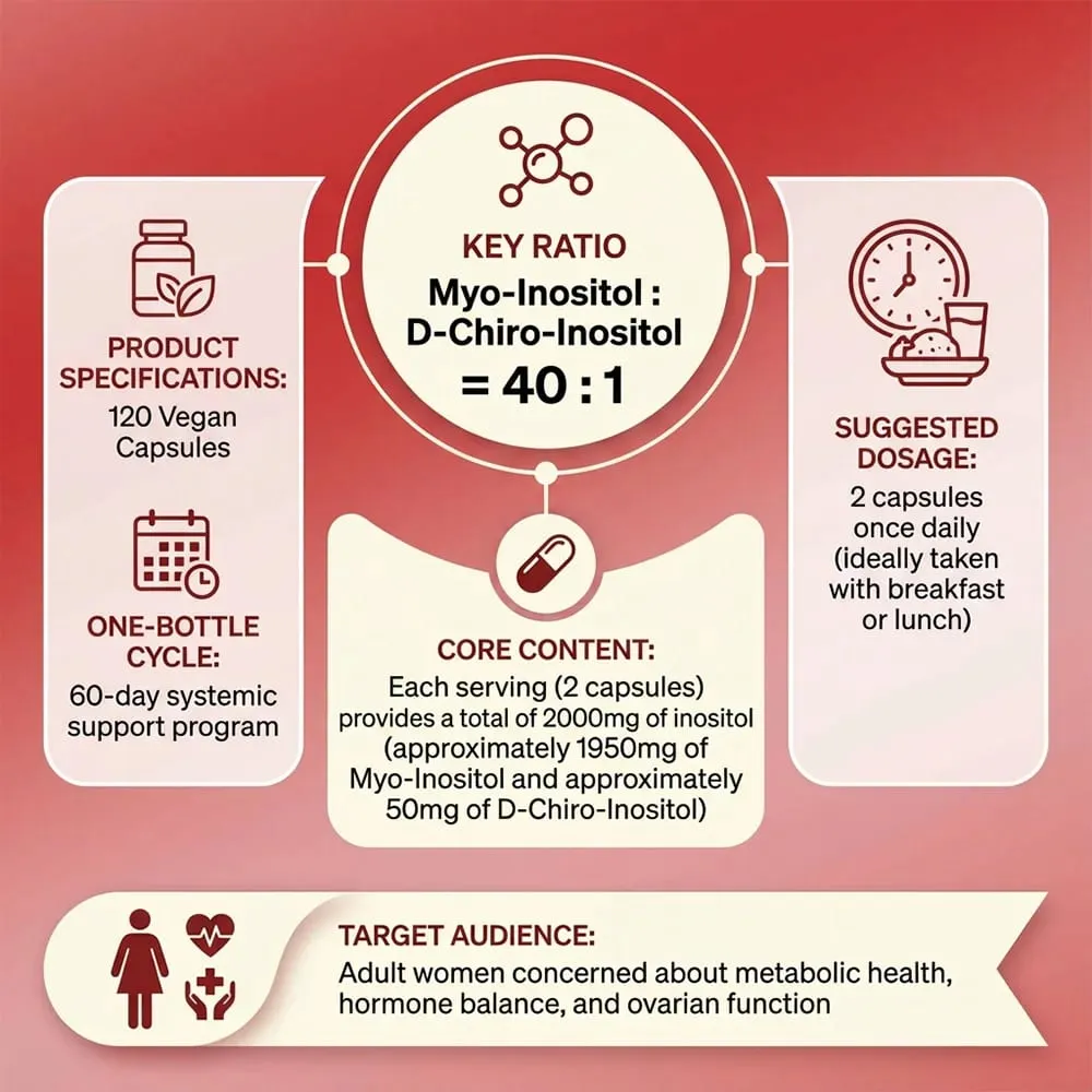Myo-Inositol & D-Chiro Inositol Supplement for Women (40:1 Ratio Myo Inositol) Hormone Balance & Ovarian Health for Women